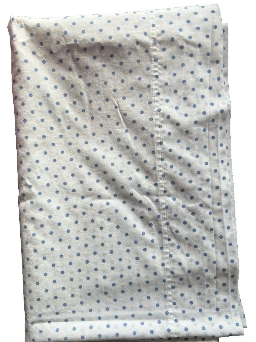 Tommy Hilfiger TWIN Flat Sheet White Blue Dots Cotton Blend Cottage Bedding NICE